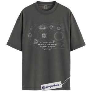 The Heavens Declare the Glory of God Shirt, Christian T-Shirt, Psalm 19:1 Bible Verse Graphic Tee, Faith-Based Space Aesthetic Gift, Comfort Colors Shirt