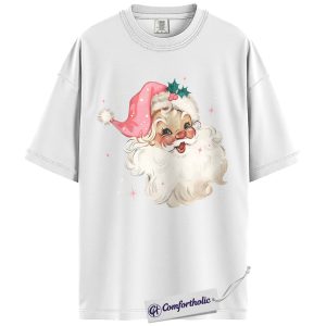 Alternative view of Vintage Pink Santa Shirt, Retro Christmas T-Shirt, Cute Holiday Graphic Tee, Festive Gift for Women, Christmas Comfort Colors Shirt