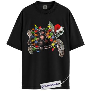 Sea Turtle Christmas Shirt, Cute Ocean Lover Holiday T-Shirt, Marine Animal Graphic Tee, Tropical Christmas Gift for Beach Lovers, Christmas Comfort Colors Shirt