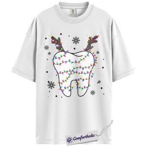 Alternative view of Tooth Christmas Shirt, Funny Dentist Holiday T-Shirt, Cute Dental Hygienist Graphic Tee, Christmas Gift for Dental Assistant, Christmas Comfort Colors Shirt