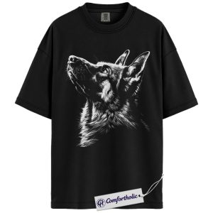 German Shepherd Shirt, Realistic Dog Lover T-Shirt, Faithful Pet Memorial Graphic Tee, Animal Art Graphic Gift for Dog Owners, Comfort Colors Shirt