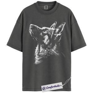 Alternative view of German Shepherd Shirt, Realistic Dog Lover T-Shirt, Faithful Pet Memorial Graphic Tee, Animal Art Graphic Gift for Dog Owners, Comfort Colors Shirt
