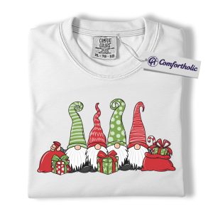 Alternative view of Christmas Gnomes Shirt, Cute Holiday T-Shirt, Festive Gnome Graphic Tee, Christmas Comfort Colors Shirt