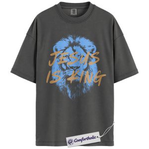 Alternative view of Jesus Is King Shirt, Christian Faith T-Shirt, Religious Lion of Judah Graphic Tee, Inspirational Bible Verse Gift, Comfort Colors Shirt