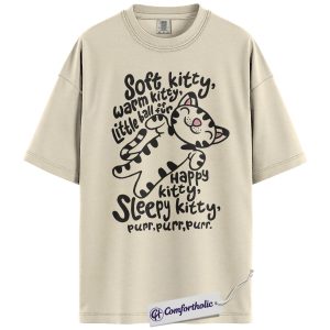Soft Kitty Warm Kitty Shirt, Cute Cat T-Shirt, Sleepy Kitty Graphic Tee, Gift for Cat Lovers, Comfort Colors Shirt