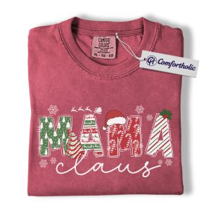 Alternative view of Mama Claus Shirt, Christmas Mom T-Shirt, Santa Themed Graphic Tee, Festive Gift for Moms, Family Comfort Colors Shirt