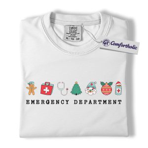 Alternative view of Emergency Department Christmas Shirt, Funny ER Nurse Holiday T-Shirt, Medical Worker Festive Graphic Tee, Healthcare Gift for Nurses and Doctors, Christmas Comfort Colors Shirt