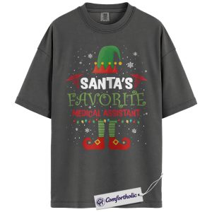 Alternative view of Santa’s Favorite Medical Assistant Shirt, Funny MA Christmas T-Shirt, Healthcare Worker Holiday Graphic Tee, Cute Gift for Medical Staff, Christmas Comfort Colors Shirt
