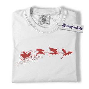 Alternative view of Fourth Wing Christmas Shirt, Dragon Sleigh Fantasy Bookish T-Shirt, Cozy Literary Graphic Tee, Holiday Gift for Readers and Sarah J. Maas Fans, Book Lover Comfort Colors Shirt