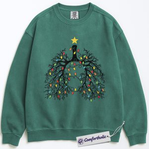 Christmas Lungs Tree Sweatshirt, Holiday Respiratory Therapy Crewneck, Medical Anatomy Graphic Pullover, Unique Healthcare Gift for Professionals, Christmas Comfort Colors Sweatshirt