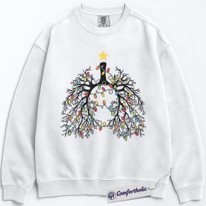 Alternative view of Christmas Lungs Tree Sweatshirt, Holiday Respiratory Therapy Crewneck, Medical Anatomy Graphic Pullover, Unique Healthcare Gift for Professionals, Christmas Comfort Colors Sweatshirt