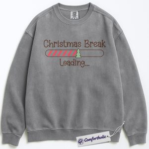 Alternative view of Christmas Break Loading Sweatshirt, Funny Teacher Holiday Pullover, Cute Christmas Countdown Graphic Crewneck, Holiday Vacation Gift for Students & Teachers, Christmas Comfort Colors Sweatshirt