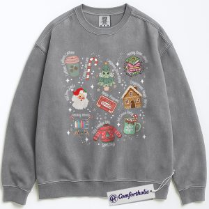 Alternative view of Teacher Christmas Checklist Sweatshirt, Cozy Holiday Coffee Lover Pullover, Cute Winter Graphic Crewneck, Gingerbread & Santa Aesthetic Gift Idea, Comfort Colors Sweatshirt