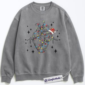 Alternative view of Anatomical Heart Christmas Sweatshirt, Medical Worker Holiday Pullover, Festive Cardiology Graphic Sweatshirt, Cute Nurse & Doctor Gift, Christmas Comfort Colors Sweatshirt