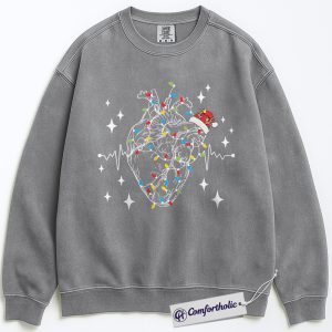 Alternative view of Cardiology Christmas Sweatshirt, Medical Worker Holiday Pullover, Festive Anatomical Heart Graphic Sweatshirt, Cute Nurse & Doctor Gift, Christmas Comfort Colors Sweatshirt