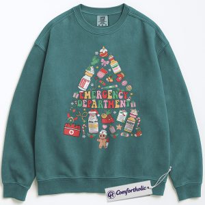 Emergency Department Christmas Sweatshirt, ER Nurse Holiday Pullover, Cute Medical Worker Graphic Sweatshirt, Christmas Gift for Nurses and Healthcare Professionals, Christmas Comfort Colors Sweatshirt