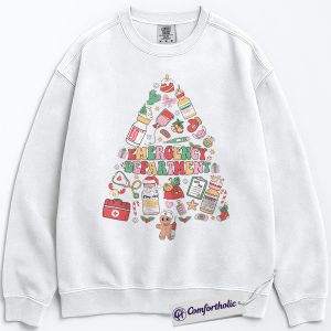 Alternative view of Emergency Department Christmas Sweatshirt, ER Nurse Holiday Pullover, Cute Medical Worker Graphic Sweatshirt, Christmas Gift for Nurses and Healthcare Professionals, Christmas Comfort Colors Sweatshirt