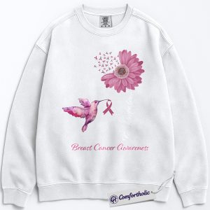 Alternative view of Faith Hope Love Breast Cancer Awareness Sweatshirt, Floral Pink Ribbon Pullover, Inspirational Christian Crewneck for Women, October Support Gift, Comfort Colors Sweatshirt