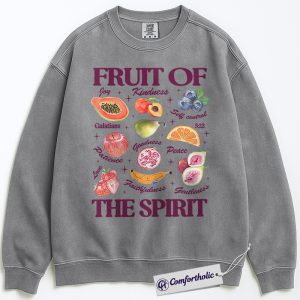 Fruit of the Spirit Sweatshirt, Galatians 5:22 Bible Verse Pullover, Christian Faith Graphic Crewneck, Religious Scripture Comfort Colors Sweatshirt