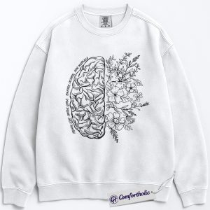 Brain Anatomy Sweatshirt, Floral Neuroscience Pullover, Artistic Science Graphic Crewneck, Cute Medical Student Gift for Doctors & Therapists, Psychology Comfort Colors Sweatshirt