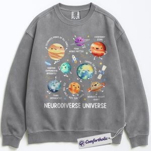 Alternative view of Neurodiverse Universe Sweatshirt, Autism Awareness Crewneck, Celebrate Minds of All Kinds Pullover, Inclusion and Acceptance Gift, Special Education Teacher Comfort Colors Sweatshirt