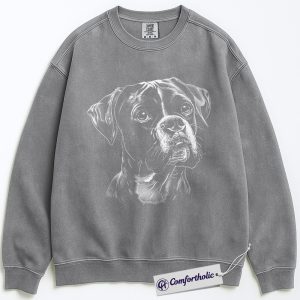 Alternative view of Boxer Dog Sweatshirt, Pet Lover Pullover, Realistic Dog Breed Graphic Crewneck, Gift for Boxer Owners, Dog Lover Comfort Colors Sweatshirt