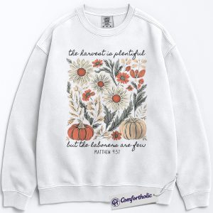 Alternative view of The Harvest is Plentiful Sweatshirt, Matthew 9:37 Bible Verse Pullover, Faith-Based Scripture Graphic Crewneck, Comfort Colors Sweatshirt