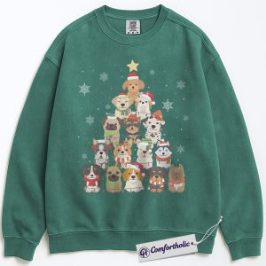 Dog Christmas Tree Sweatshirt, Cute Holiday Puppy Sweatshirt, Funny Pet Lover Graphic Sweatshirt, Festive Dog Mom Gift, Christmas Comfort Colors Sweatshirt