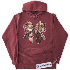 It’s the Most Wonderful Time of the Year Hoodie, Vintage Christmas Bow Hoodie, Santa Reindeer and Snowman Graphic Pullover, Holiday Season Gift for Women, Christmas Comfort Colors Hoodie