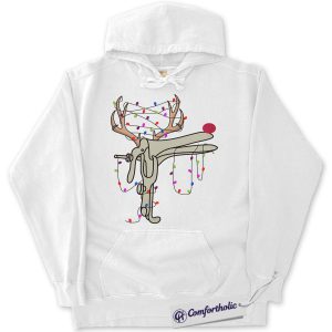 Alternative view of Funny Speculum Reindeer Christmas Hoodie, Medical Humor Holiday Hoodie, Rudolph Doctor Gift Graphic Pullover for Nurses & Healthcare Workers, Christmas Comfort Colors Hoodie
