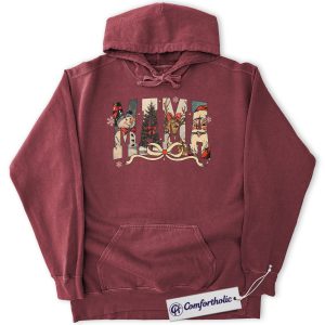 Alternative view of Christmas Mama Hoodie, Vintage Holiday Hoodie for Moms, Retro Santa & Reindeer Graphic Pullover, Festive Family Matching Outfit Gift, Family Comfort Colors Hoodie