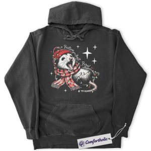 Festive but Feral Hoodie, Funny Raccoon Christmas Hoodie, Animal Holiday Graphic Pullover, Cute Wildlife Gift for Animal Lovers, Christmas Comfort Colors Hoodie