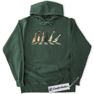 Funny Goose Christmas Hoodie, Farm Animal Holiday Hoodie, Beatles Abbey Road Parody Graphic Pullover, Cute Farmyard Christmas Gift, Christmas Comfort Colors Hoodie