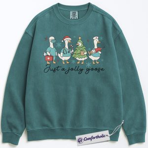 Just a Jolly Goose Sweatshirt, Funny Christmas Nurse Pullover, Holiday Medical Worker Graphic Crewneck, Cute Healthcare Gift for Goose Lovers, Comfort Colors Sweatshirt