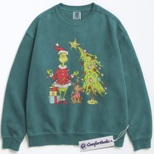 The Grinch Sweatshirt, Christmas Pullover, Animated Graphic Crewneck, Christmas Comfort Colors Sweatshirt