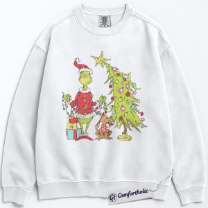 Alternative view of The Grinch Sweatshirt, Christmas Pullover, Animated Graphic Crewneck, Christmas Comfort Colors Sweatshirt