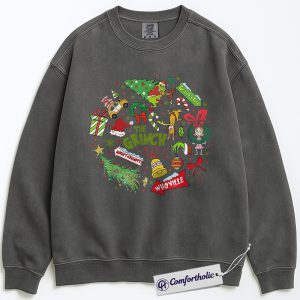 Alternative view of The Grinch Sweatshirt, Christmas Pullover, Animated Graphic Crewneck, Christmas Comfort Colors Sweatshirt