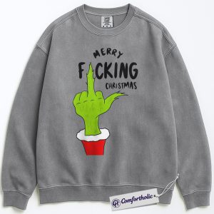 Alternative view of The Grinch Sweatshirt, Christmas Pullover, Animated Graphic Crewneck, Christmas Comfort Colors Sweatshirt