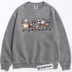 Alternative view of The Nightmare Before Christmas Sweatshirt, Christmas Pullover, Animated Graphic Crewneck, Christmas Comfort Colors Sweatshirt
