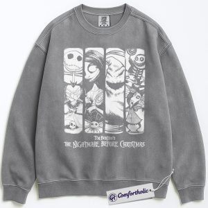 Alternative view of The Nightmare Before Christmas Sweatshirt, Christmas Pullover, Animated Graphic Crewneck, Christmas Comfort Colors Sweatshirt