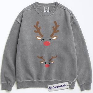 Alternative view of Pregnancy Christmas Sweatshirt, Reindeer Maternity Holiday Pullover, Funny Pregnancy Announcement Graphic Sweatshirt, Cute Expecting Mom Gift for Christmas, Christmas Comfort Colors Sweatshirt
