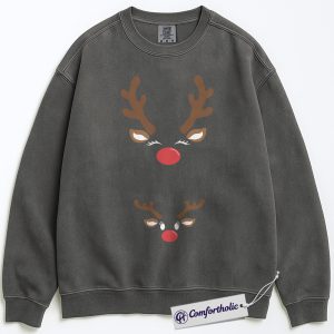 Alternative view of Reindeer Maternity Christmas Sweatshirt, Funny Pregnancy Holiday Pullover, Cute Expecting Mom Graphic Sweatshirt, Pregnancy Announcement Gift for Christmas, Christmas Comfort Colors Sweatshirt
