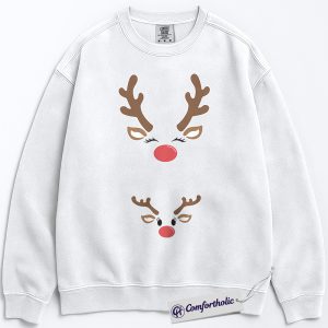 Alternative view of Pregnancy Christmas Sweatshirt, Reindeer Maternity Holiday Pullover, Humorous Pregnancy Announcement Graphic Sweatshirt, Adorable Expecting Mom Gift for Christmas, Christmas Comfort Colors Sweatshirt