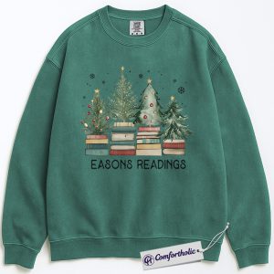 Seasons Readings Sweatshirt, Book Lover Christmas Pullover, Funny Holiday Reading Graphic Sweatshirt, Cute Gift for Readers and Librarians, Christmas Comfort Colors Sweatshirt