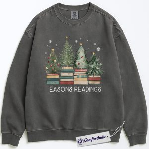 Seasons Readings Crewneck, Book Lover Christmas Sweatshirt, Funny Holiday Reading Graphic Pullover, Cute Gift for Readers & Librarians, Christmas Comfort Colors Sweatshirt