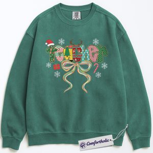 Alternative view of Merry Teacher Christmas Sweatshirt, Holiday Teacher Pullover, Cute Festive School Graphic Sweatshirt, Christmas Gift for Teachers, Christmas Comfort Colors Sweatshirt