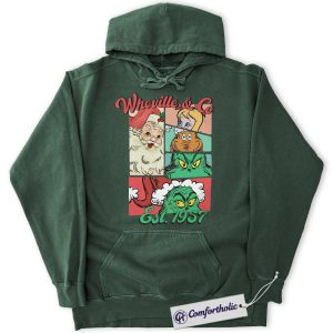 The Grinch Hoodie, Christmas Hoodie, Animated Graphic Pullover, Christmas Comfort Colors Hoodie