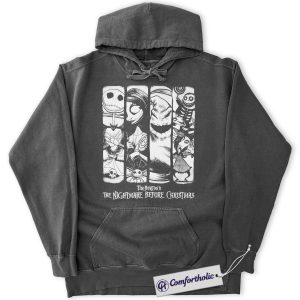 Alternative view of The Nightmare Before Christmas Hoodie, Animated Graphic Pullover, Comfort Colors Hoodie