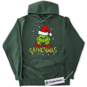 The Grinch Hoodie, Christmas Hoodie, Animated Graphic Pullover, Christmas Comfort Colors Hoodie