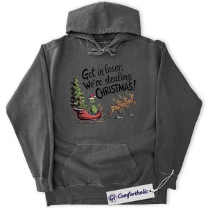 Alternative view of The Grinch Hoodie, Christmas Hoodie, Animated Graphic Pullover, Christmas Comfort Colors Hoodie